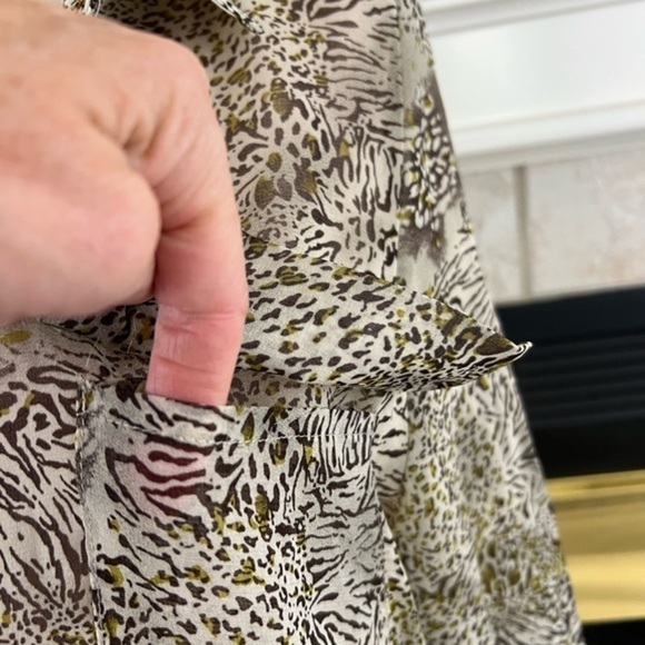 Bcbgmxazria Sheer Long Sleeve Blouse With Mini Zebra Print - Picture 2 of 16